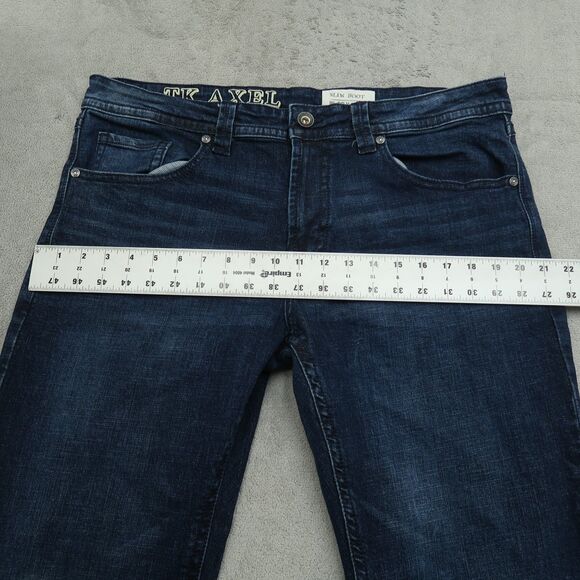TK AXEL Jeans Mens Size 36x32 Blue Slim Bootcut Stretch Denim Pants Dark Wash - Picture 14 of 16